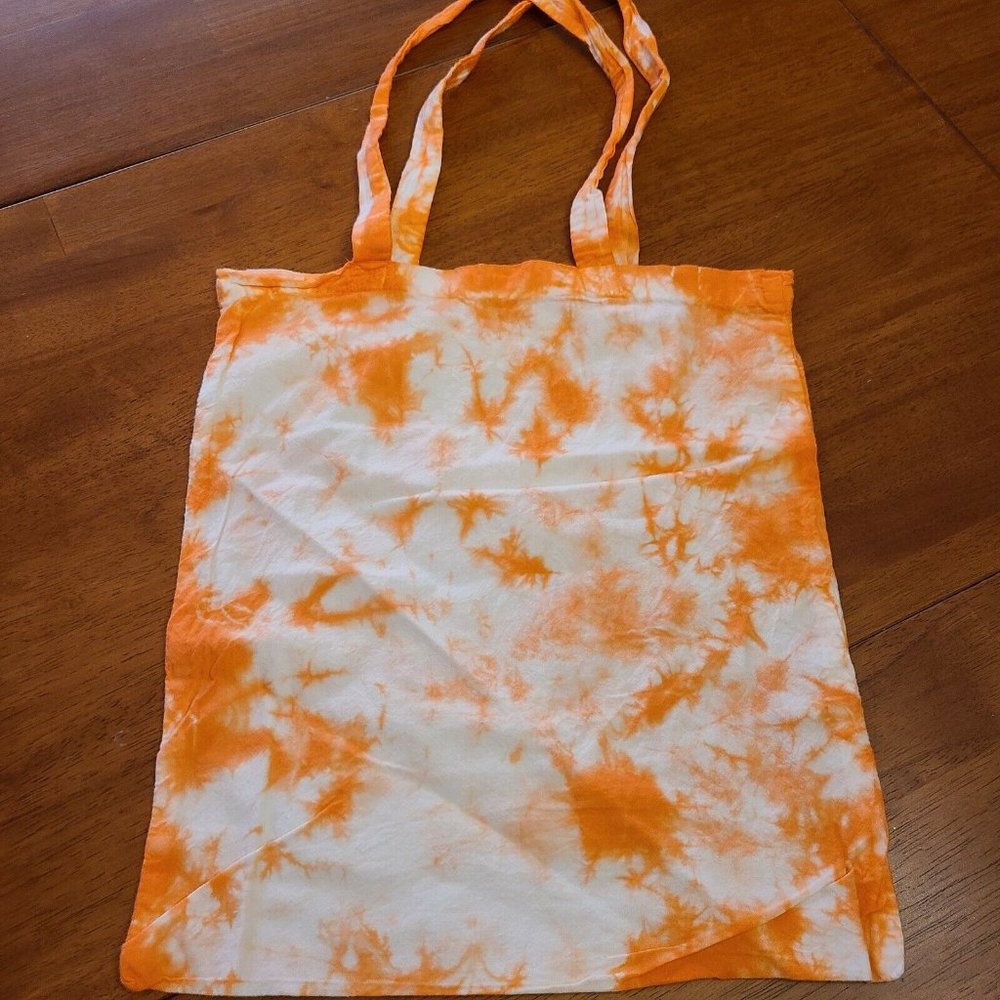 Tie Dye Clothing Co 100% cotton orange tie dye tote bag 13" x 14" 12" handle dr
